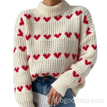 Pullover al collare per il collare maglione da donna a maniche lunghe